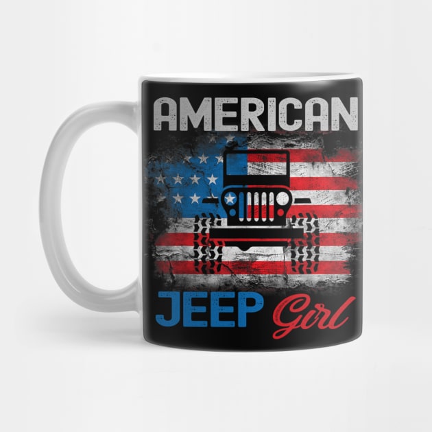 American Jeep girl USA Flag Jeep Vintage Jeep Men/Women/Kid Jeep by Oska Like